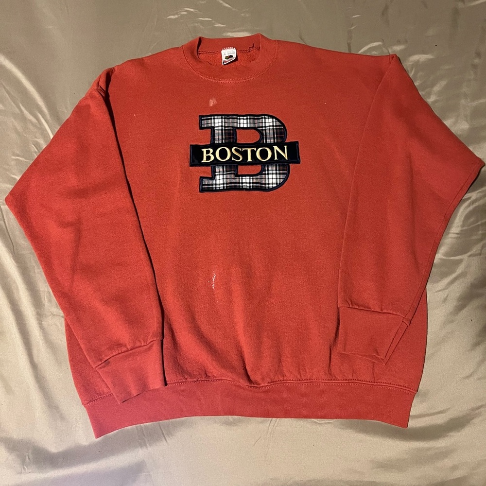 Vintage Embroidered Boston Crewneck Sweatshirt Size XL on Fruit of the Loom Tag